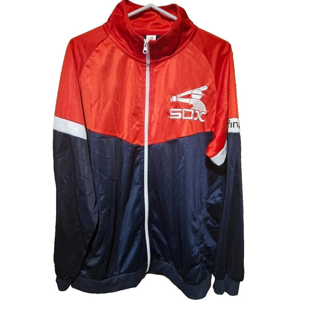 Chicago White Sox Track Jacket Mens XL Blue Red Batter Logo Full Zip Up